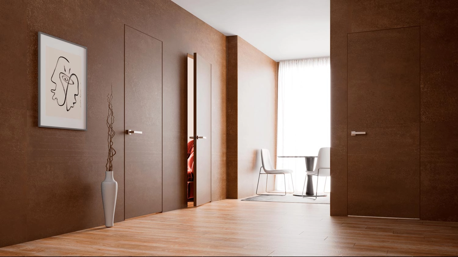 Дверь с покрытием керамогранит скрытого монтажа XXL Lava corten