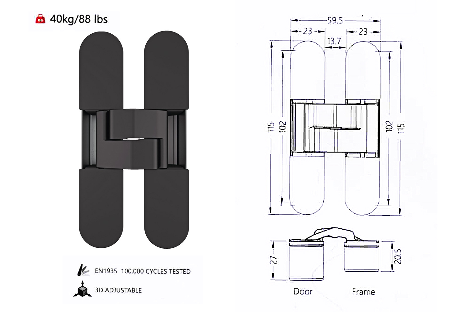 Петля скрытой установки AGB eclipse 3,2 белый