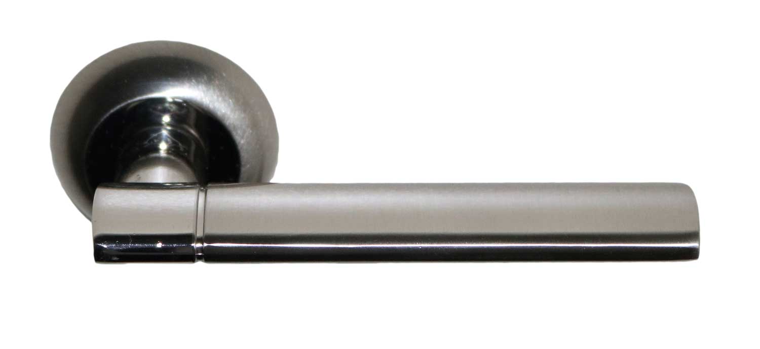 Ручка дверная Z-P-1101 SN/WH (никель матовый  со вставкой белым глянцем)