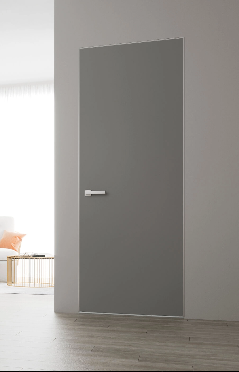 Зеркальная дверь скрытого монтажа MIRROR SILVER